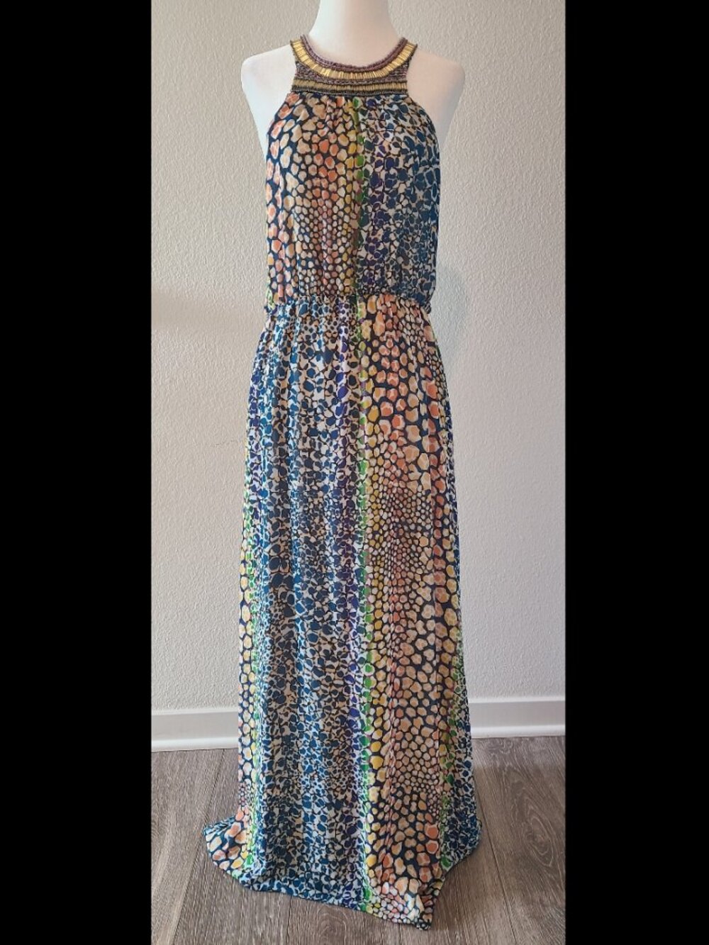 HD in Paris Mayacamas Beaded Collar Maxi Dress Multicolor Anthropologie Size 4
